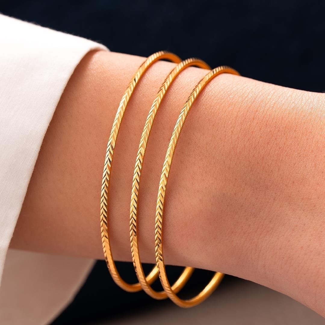 Hakan Mücevherat 3'lü Başak Ajda Takım 24 Gr(Gram) 22 Ayar Altın Işçiliksiz Bilezik