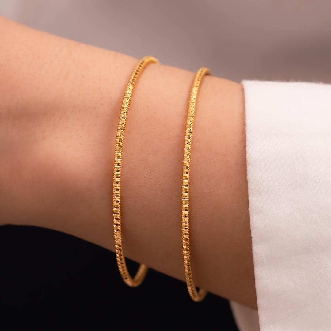 Hakan Mücevherat 2'li Desenli Takım 16 Gr(Gram) 22 Ayar Altın Işçiliksiz Bilezik