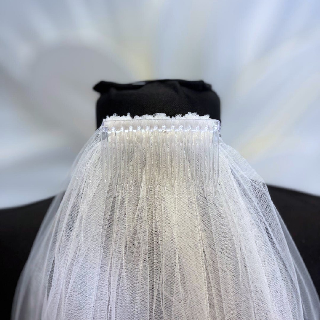 Gold Moda Duvak,Kısa,Kristal Taşlı El işlemeli 75 cm x 2,50 Mt görsel 6