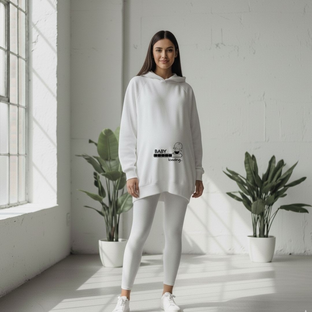 Etoile Studio Hamile Sweatshirt Baby Loading Baskılı Beyaz 3 Iplik görsel 2