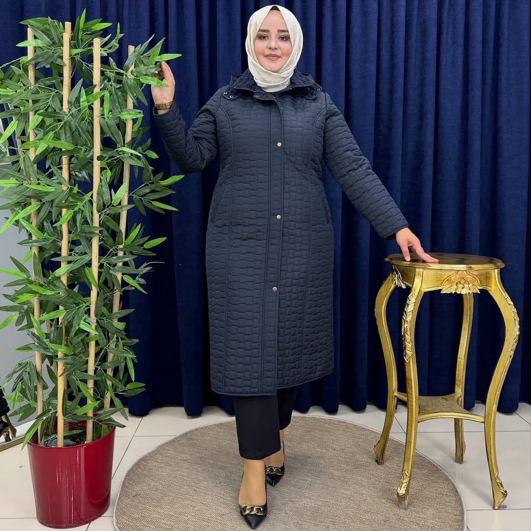 Moda Çiğdem Kapitone Içi Kürklü Kaban Mont 110CM Büyük Beden Ara Boy Kalıbı Dardır 1 Beden Büyük Tercih