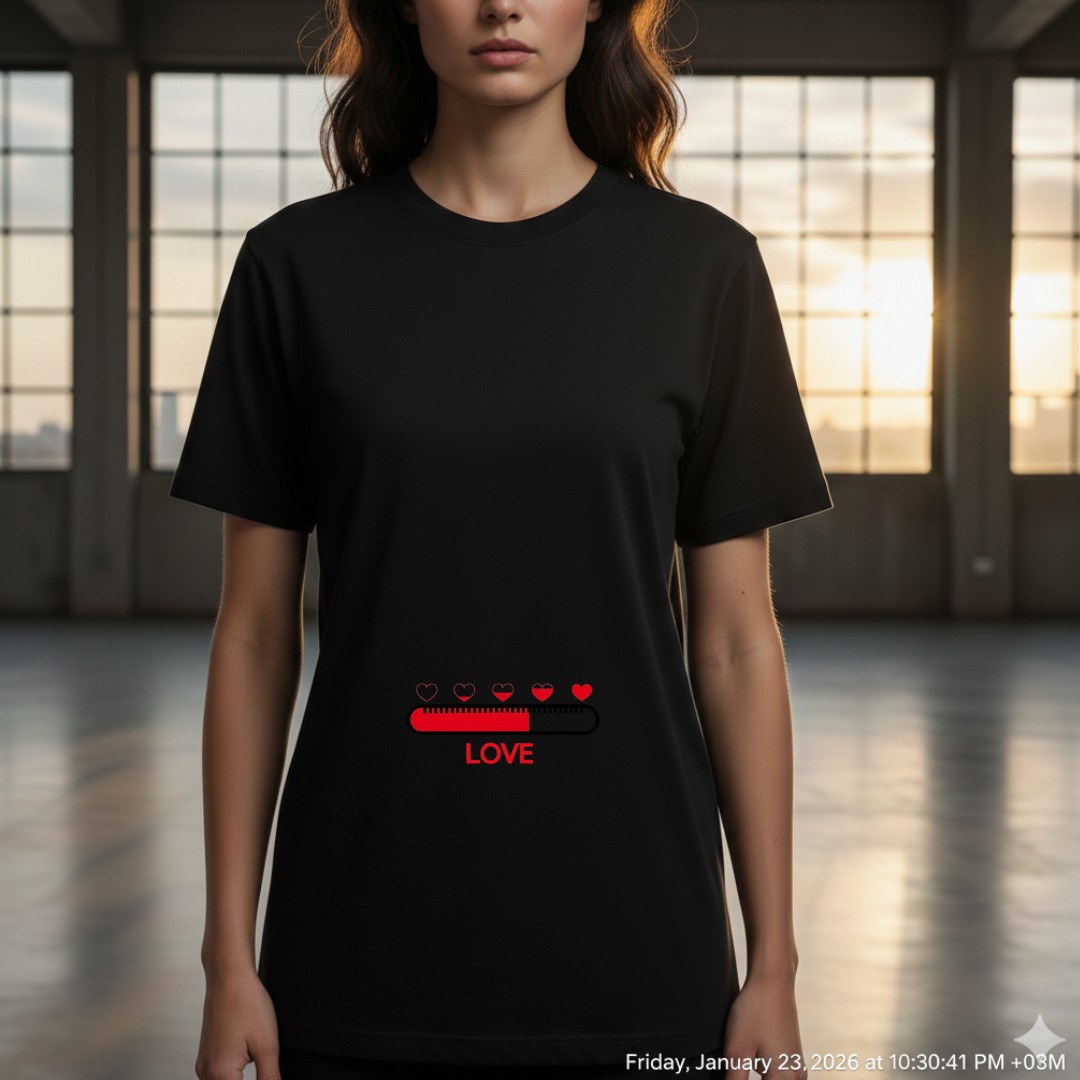 Etoile Studio Unisex %100 Pamuklu Oversize Grafik Baskılı Bisiklet Yaka Tişört Sevgili Hamile Tişört görsel 2