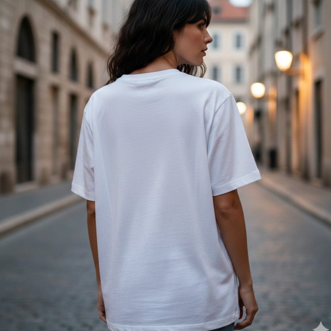 Etoile Studio Unisex %100 Pamuklu Oversize Grafik Baskılı Bisiklet Yaka Tişört Sevgili Hamile Tişört görsel 4