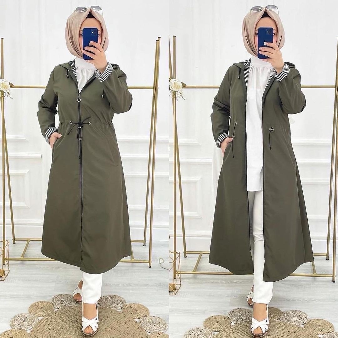 Vibeys Collection Lacivert Içi Çizgili ve Kendinden Astarlı Su Geçirmez Kadın Trençkot görsel 8