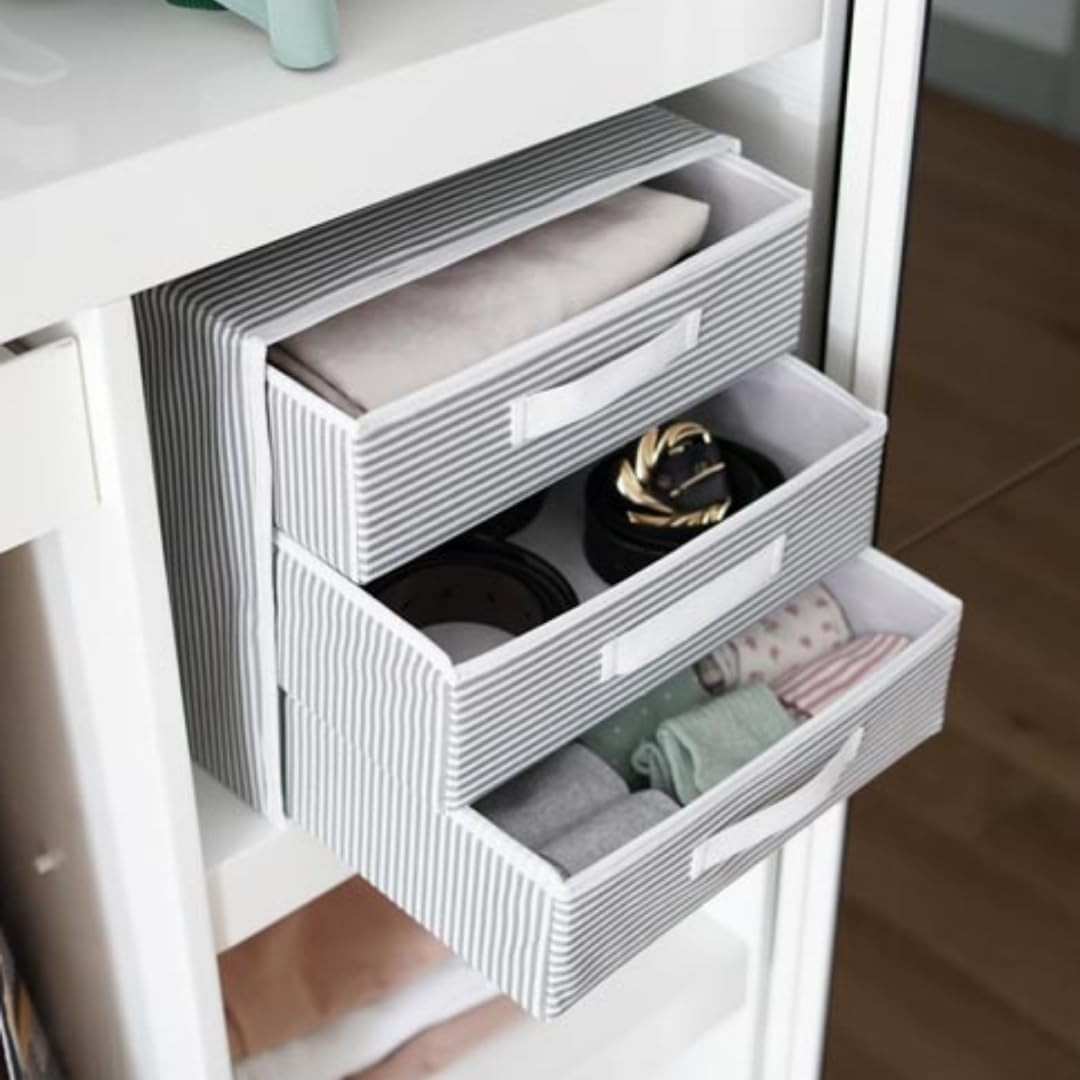 OEM Katlanabilir Üç Çekmeceli Dolap Düzenleyici Çamaşır Organizeri Takı Kutusu Gardrob Kumaş Düzenleyici 32X32X32CM (1) görsel 5