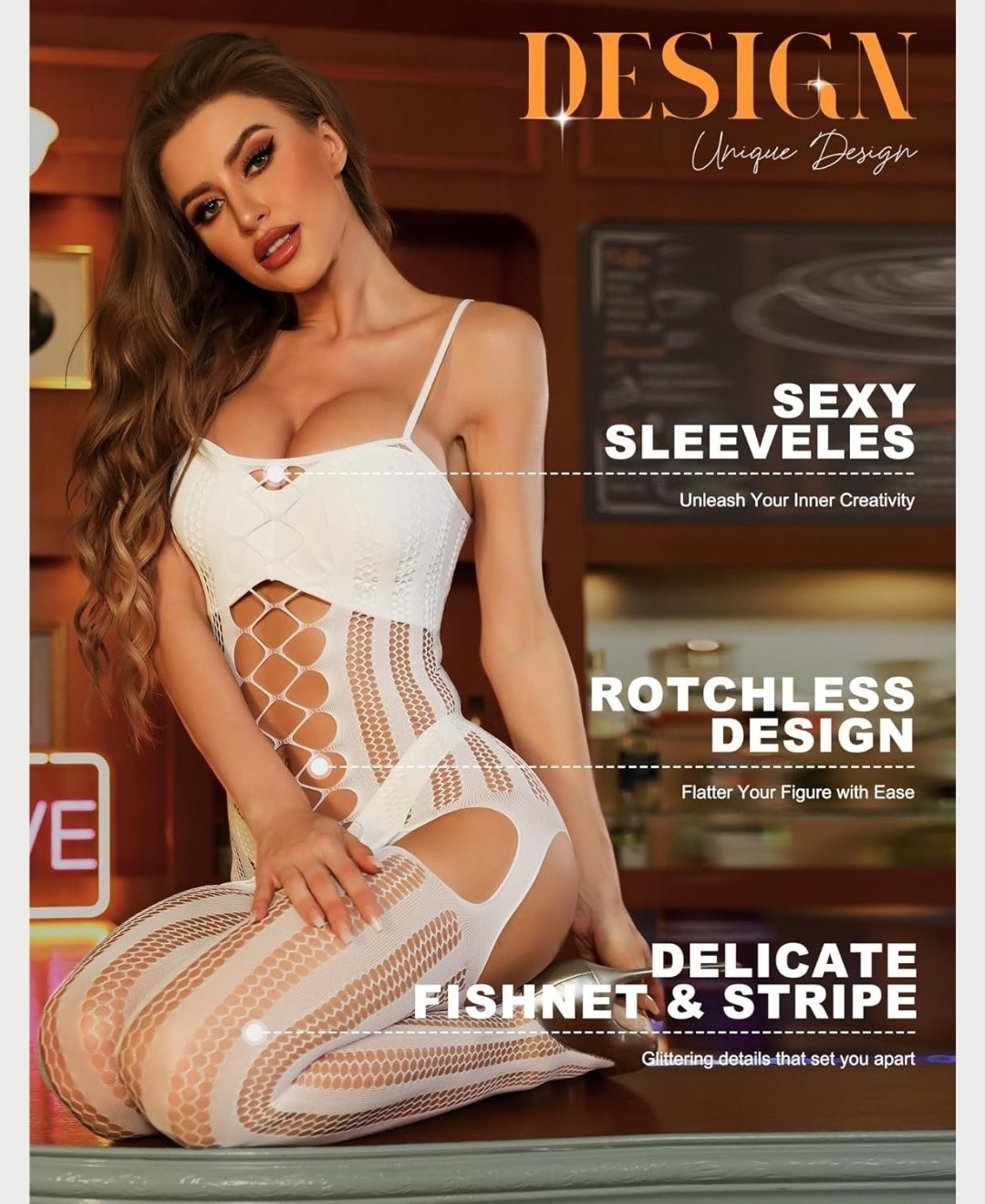 Intive Lingerie Secret Love Ince Askılı Jartiyer Görünümlü Önü File Detaylı Vücut Çorabı görsel 4