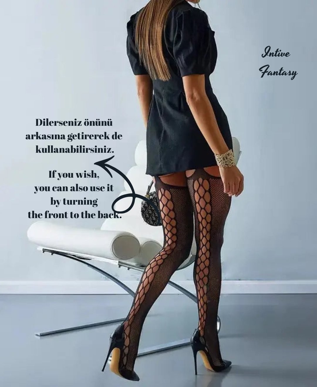Intive Lingerie Intive Fantasy Önü Geniş File Detaylı Jartiyerli Ağı Açık File Çorap