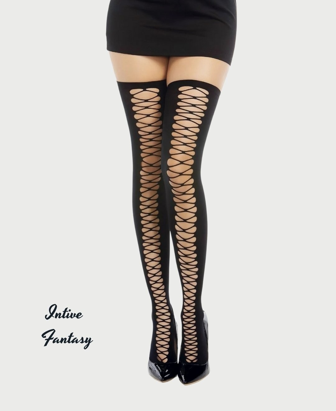 Intive Lingerie Intive Margaret Önü ve Arkası Çapraz Dekolteli Transparan Esnek Silikonsuz Jartiyer Çorabı