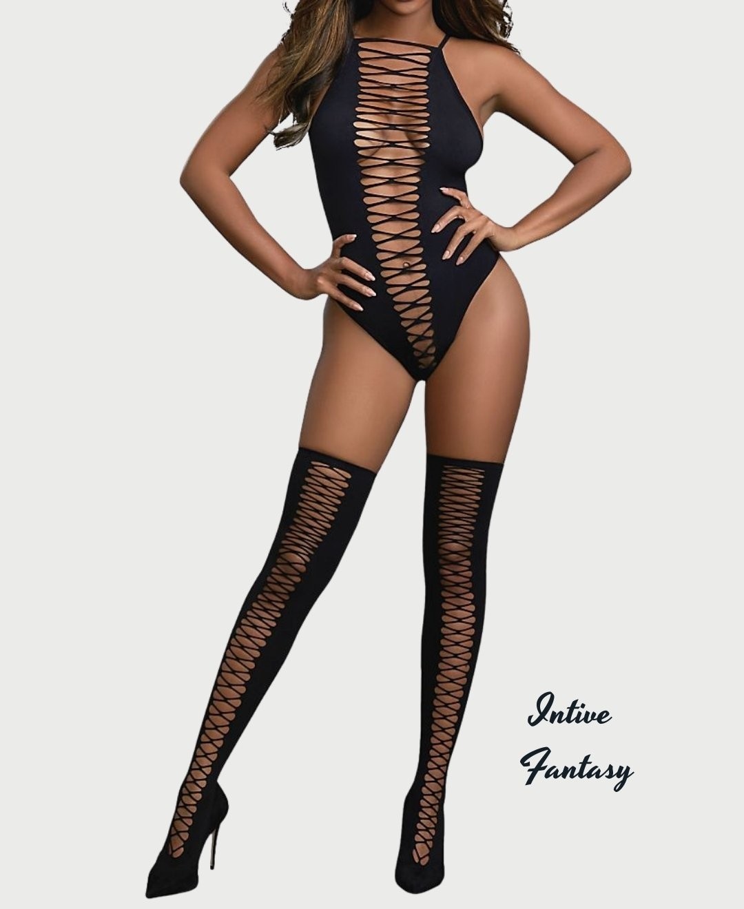 Intive Lingerie Intive Margaret Önü ve Arkası Çapraz Dekolteli Transparan Esnek Silikonsuz Jartiyer Çorabı görsel 3