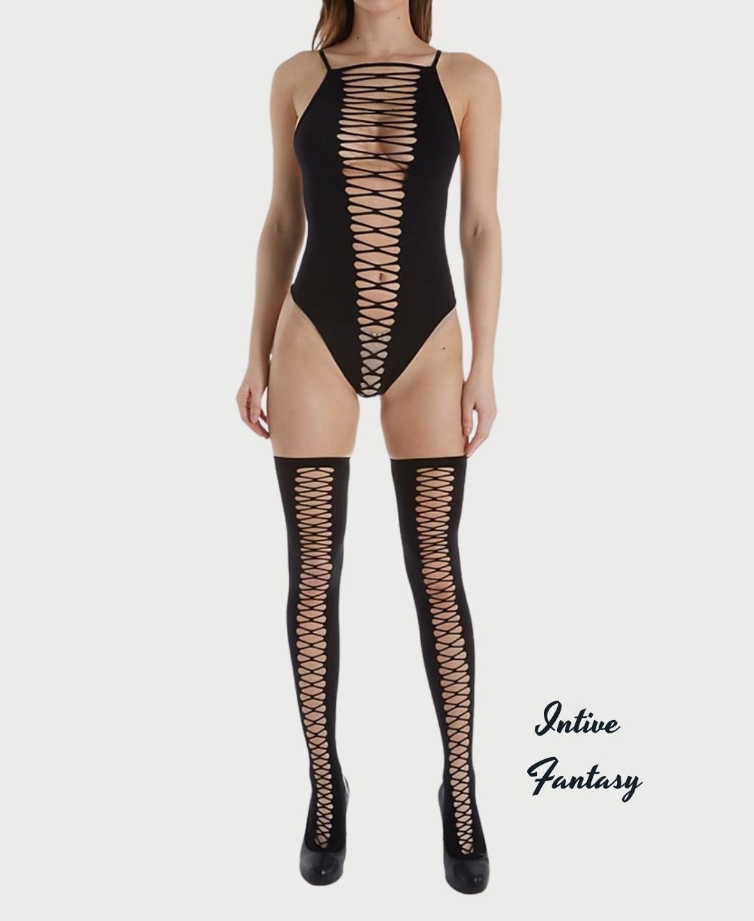 Intive Lingerie Intive Margaret Önü ve Arkası Çapraz Dekolteli Transparan Esnek Silikonsuz Jartiyer Çorabı görsel 4