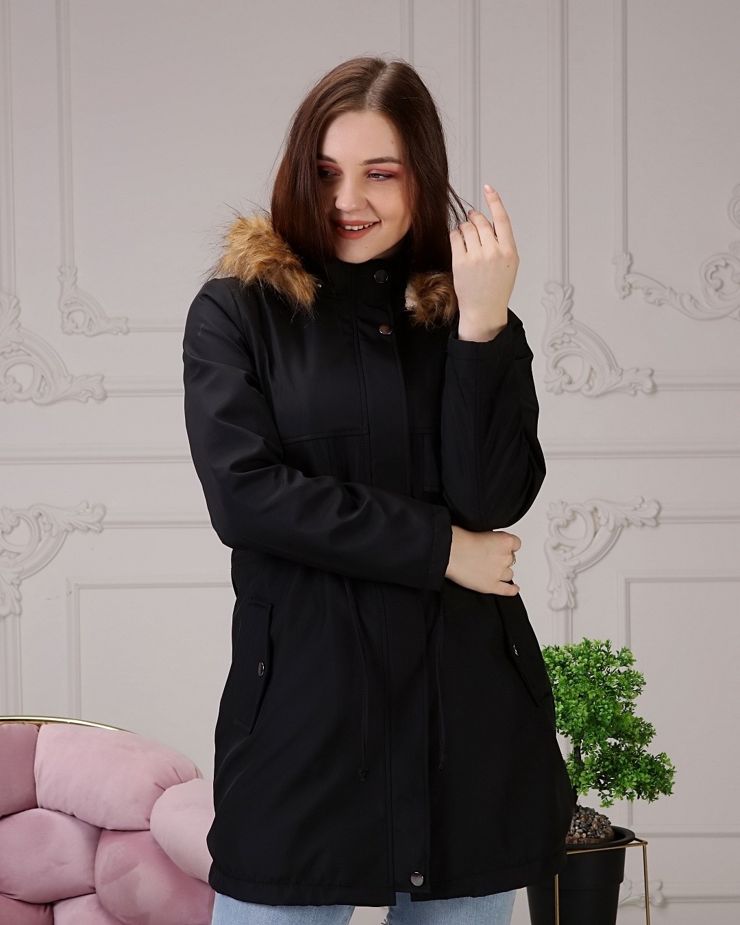Vibeys Collection Bej Içi Kürklü ve Su Geçirmez Kadın Kışlık Mont & Kaban görsel 8