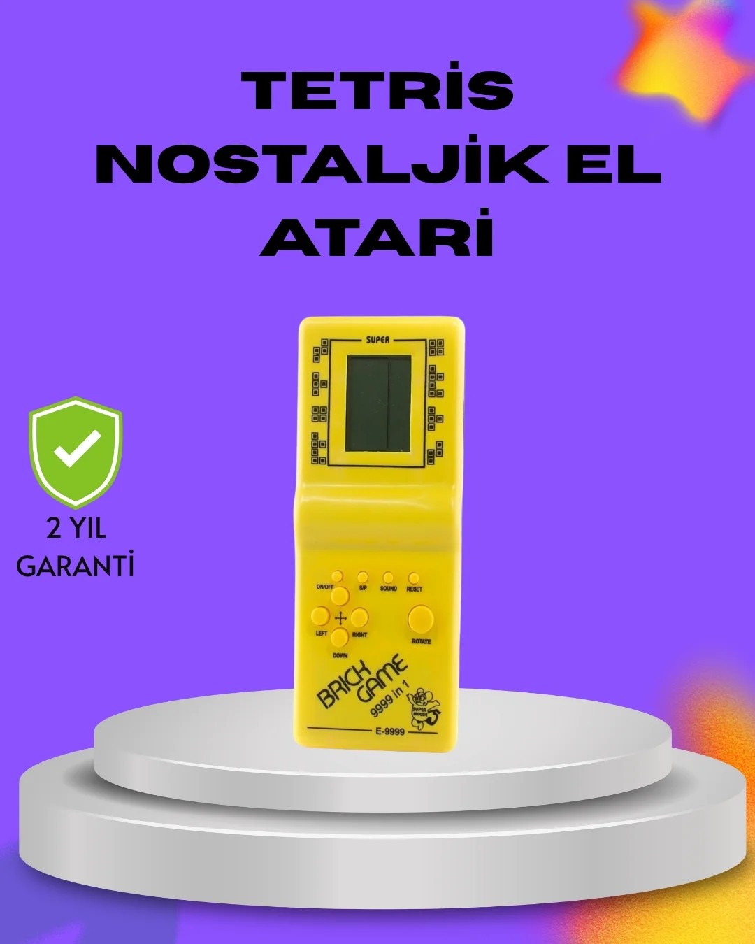 Aslanoğlu Store Klasik Tetris Oyunu El Konsolu, Taşınabilir Pil ile Çalışan Retro El Aterisi