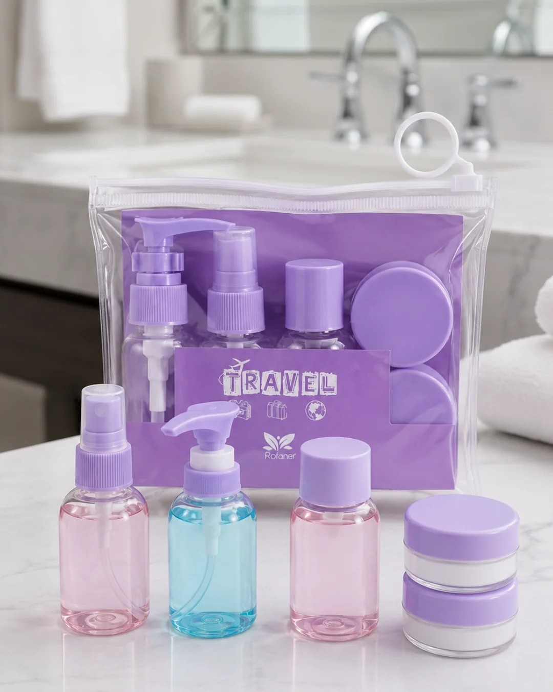 Şeffaf Seyahat Dolum Şişesi Seti 5 Parça Kozmetik Organizer