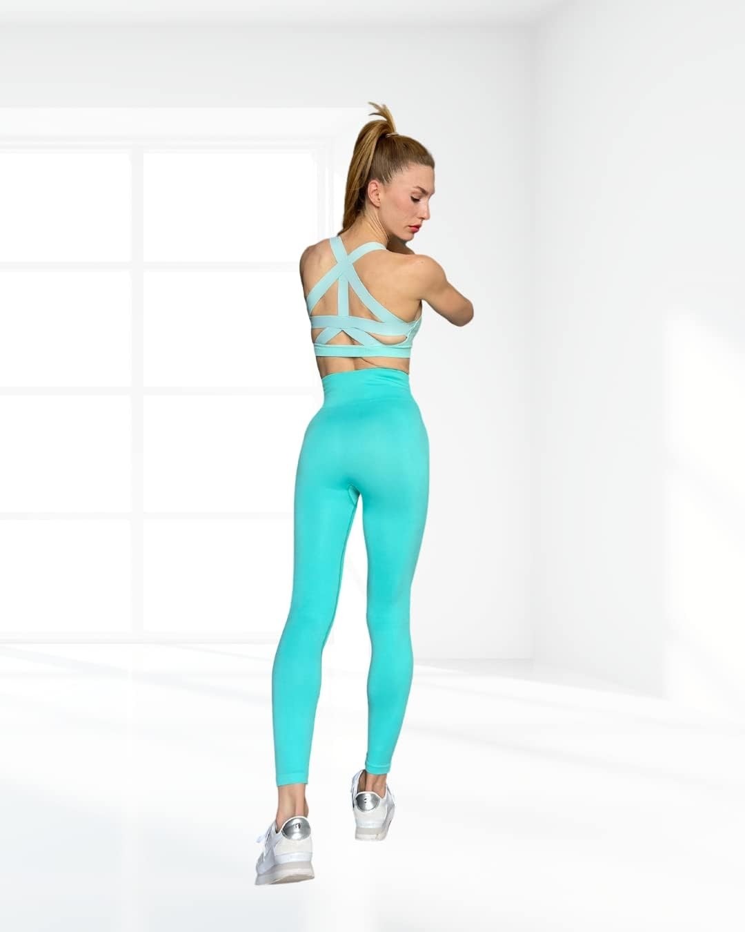 Seamless Toparlayıcı Mint Spor Tayt görsel 3