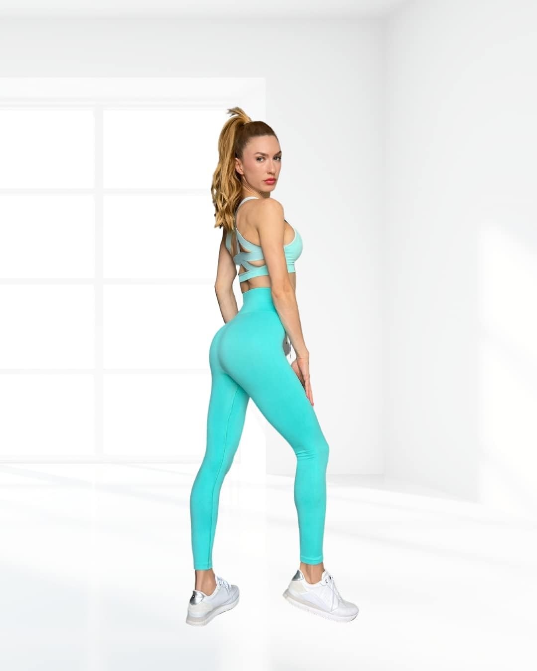 Seamless Toparlayıcı Mint Spor Tayt görsel 4