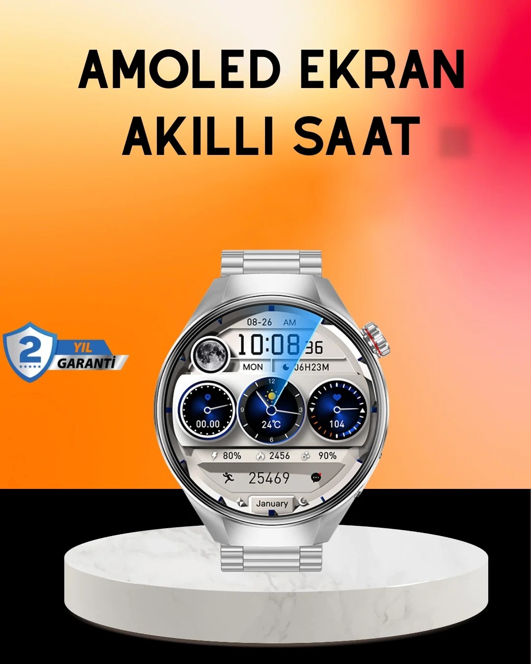 Aydogan's Ayd Akıllı Saat Amoled Ekran Bluetooth Aramalı, Nabız, Uyku ve Spor Takipli