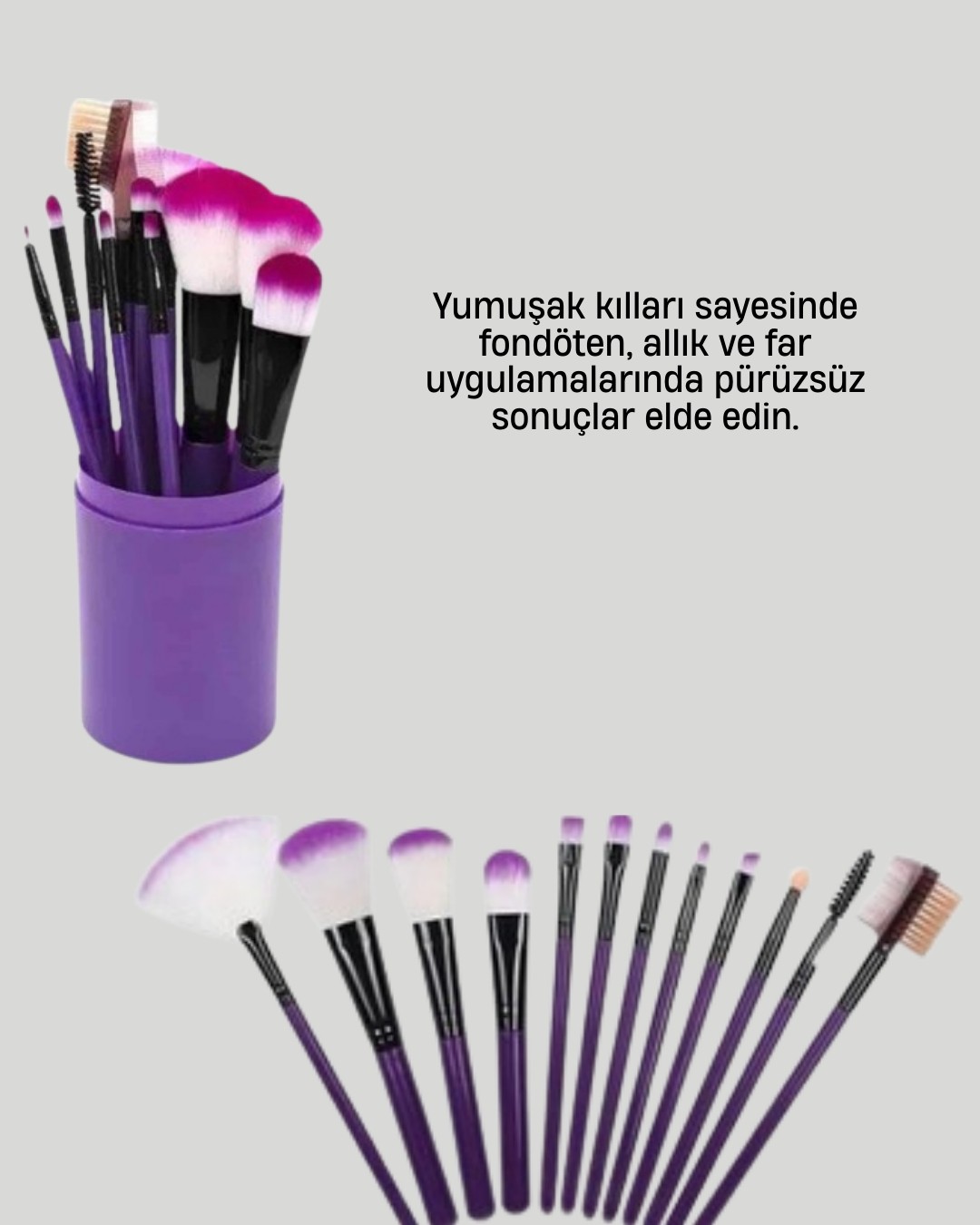 Esranın Dünyası Kusursuz Makyaj Için 12 Parça Profesyonel Fırça Seti Taşınabilir Kutu Hediyeli - Lisinya görsel 3