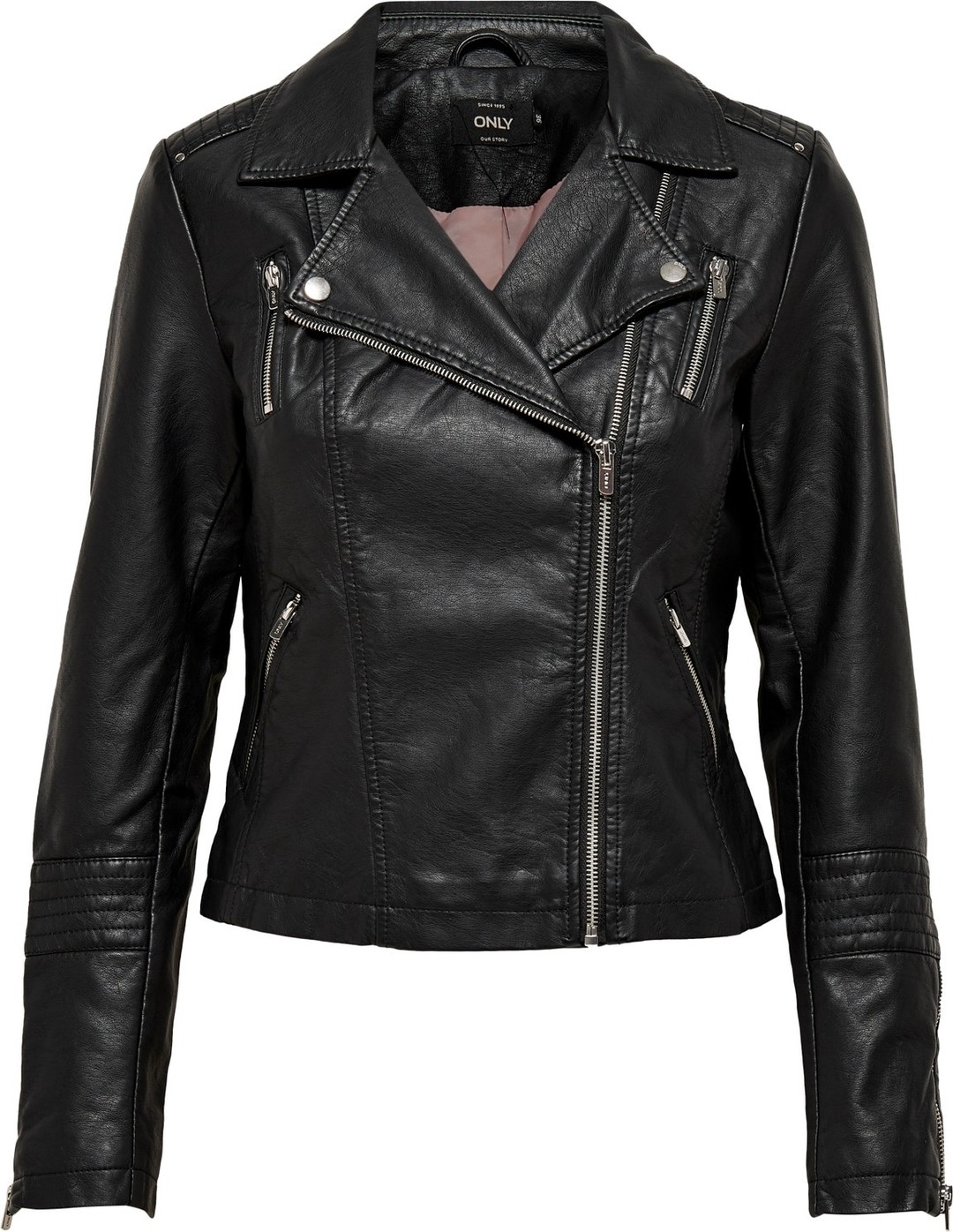 Only 15153079 Only Onlgemma Faux Leather Bıker Otw Noos Kadın Suni Deri Mont Black görsel 5