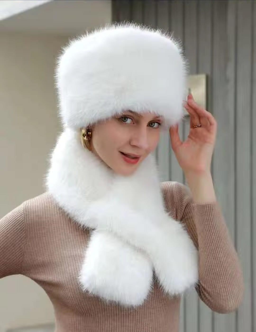 Wearflawless Kışlık Rus Kalpak Şapka ve Atkı Takımı- Rus, Slav, Kazak, Rahat Kalpak ve Atkı Takımı