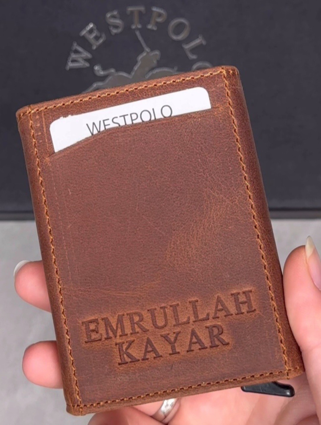 West Polo Kişiye Özel İsimli Kart Mekanizmalı Hakiki Deri Cüzdan