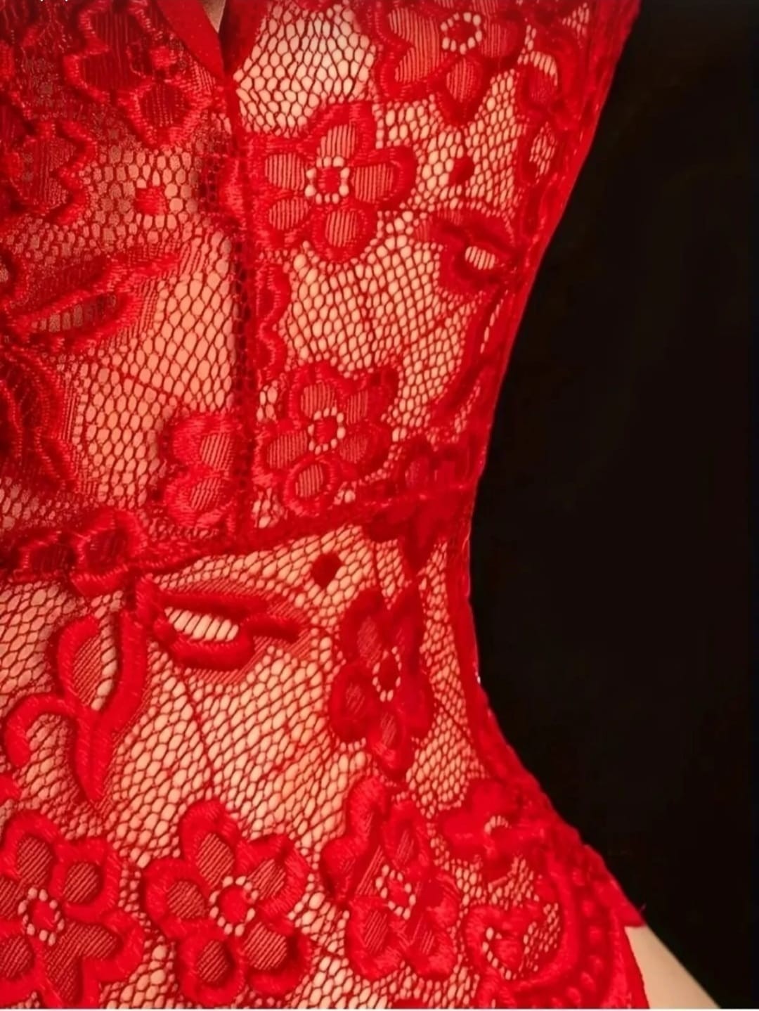 Efil Efil Kadın Kırmızı Özel Bölgesi Açık Fantezi Gecelik Dantelli Iç Giyim Seksi Fantazi Iç Çamaşırı Babydoll görsel 6