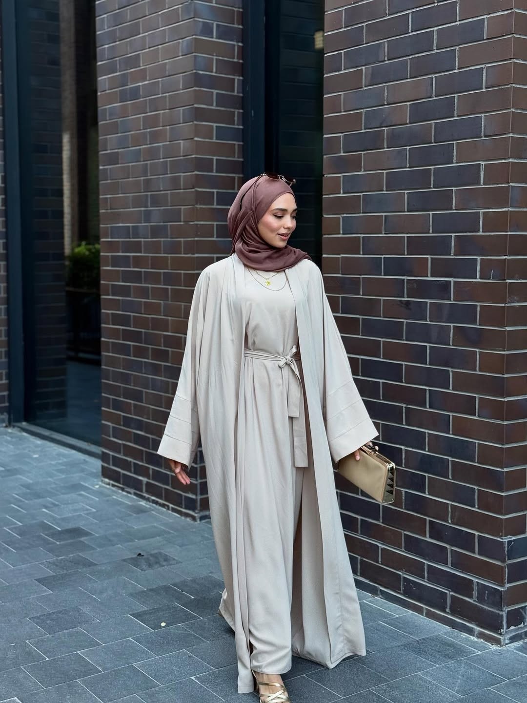 Zeynep Uyanık Klasik Krep Ikili Abaya Takım görsel 3