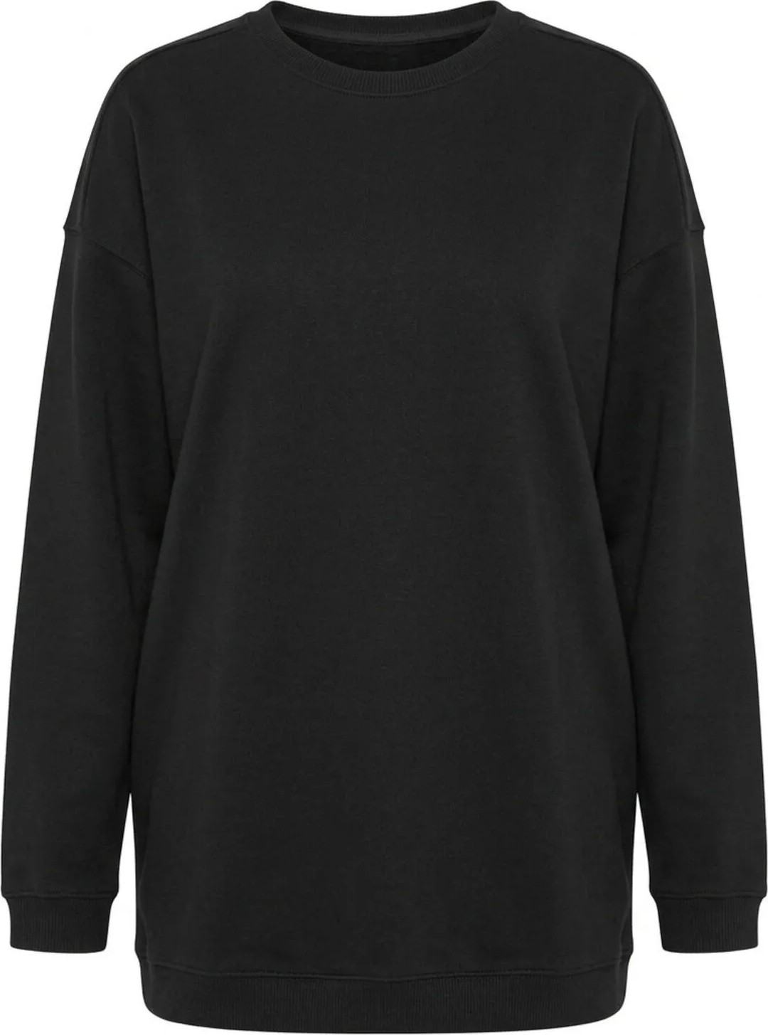 Büyük Beden Kadın Bisiklet Yaka Uzun Kollu Siyah Basic Sweatshirt 303747 Yumuşak Pamuklu Kumaş görsel 7