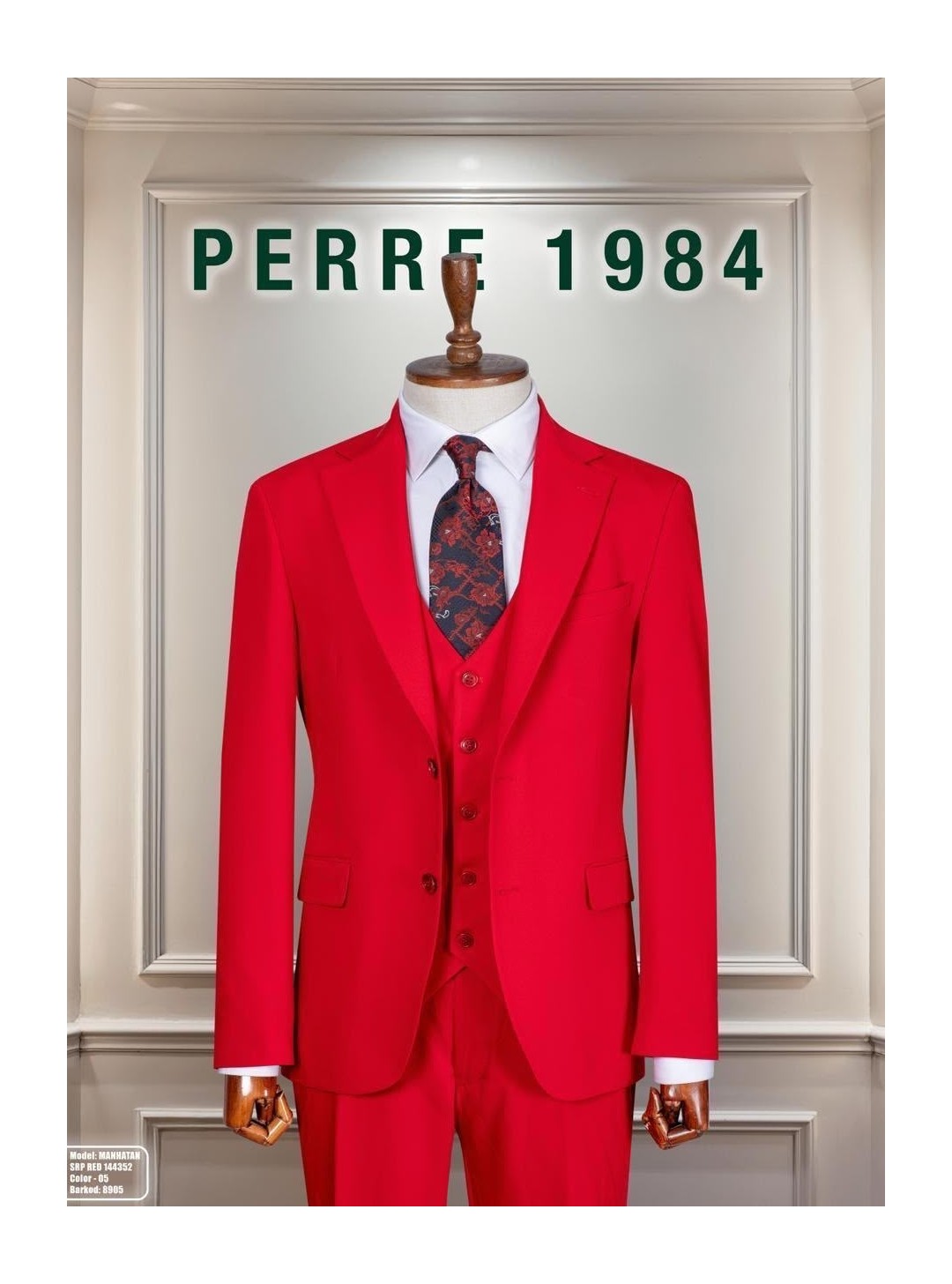 Perre 1984 Erkek Slim Fit 3'lü Takım Elbise, Ceket, Yelek ve Pantolon, Likralı Viskon Kumaş görsel 2