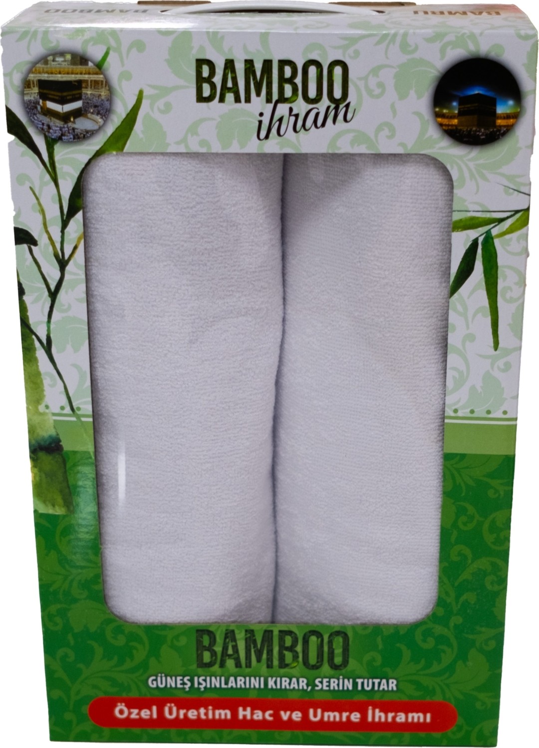 Bamboo Bambu Ihram Takımı 110 x 220, %100 Bambu, 1250GR. Yumuşak, Beyaz Renkli, Hac ve Umre Ibadeti Için.