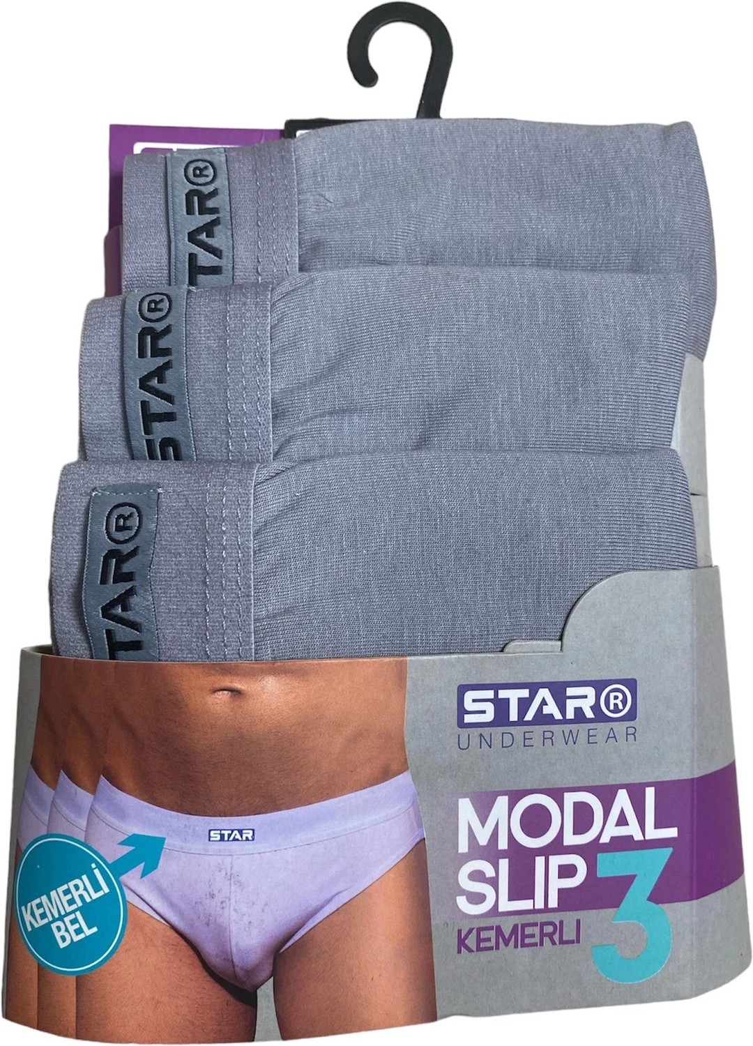 Yelena Star 109 Erkek 3'lü Modal Slip görsel 2