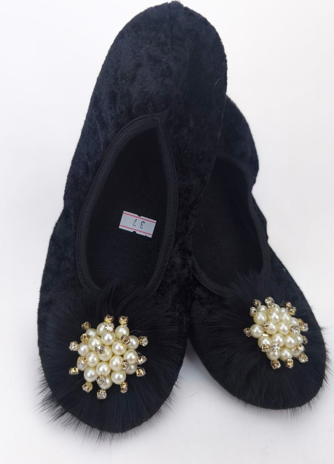 Ceyda Shoes Süslü Taşlı,kadife Ev Tavaf Hac, Umre, Hediye, Günlük Çeyiz, Babet, Panduf, Patik, Gösteri Pisi görsel 4