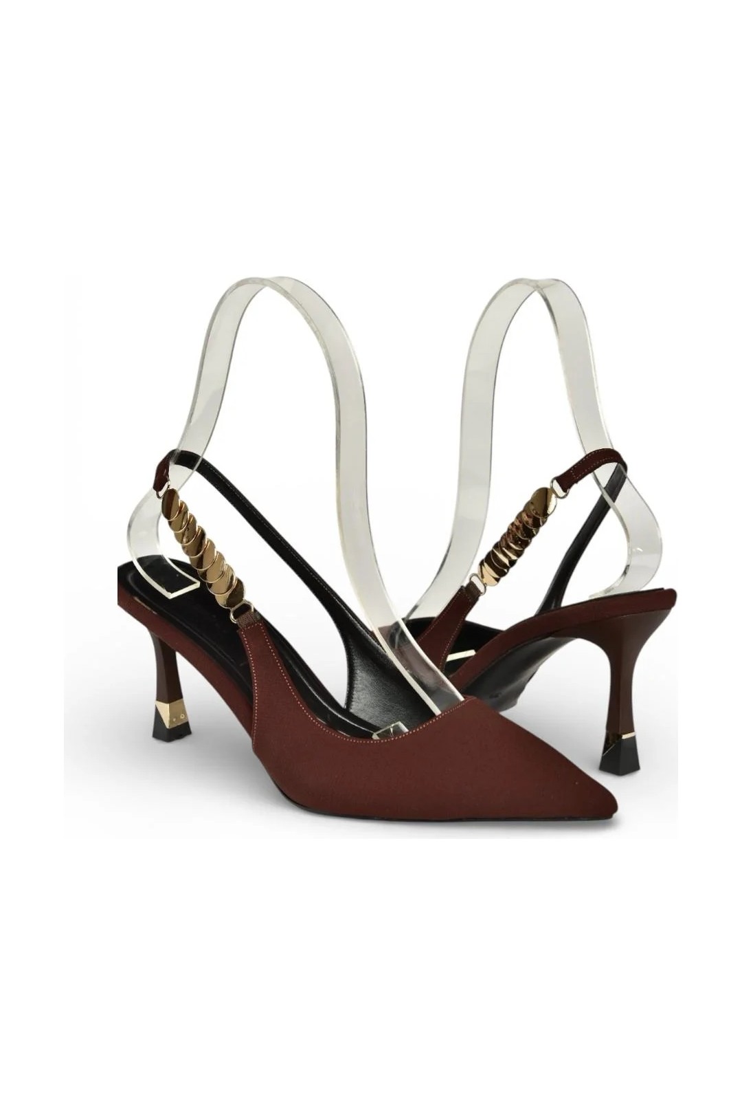 Fox Shoes Y308203204 Kahverengi Kumaş Ince Topuklu Kadın Abiye Ayakkabı görsel 6