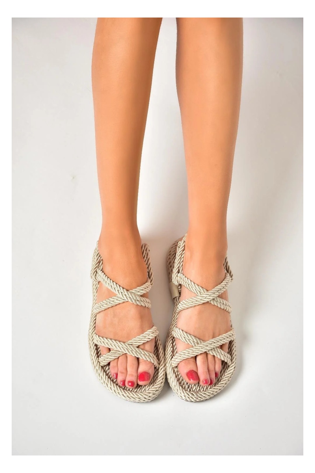 Fox Shoes Kadın Sandalet Ten Renk Kumaş Malzemeden Casual Stil Orta Taban Genişliği görsel 4