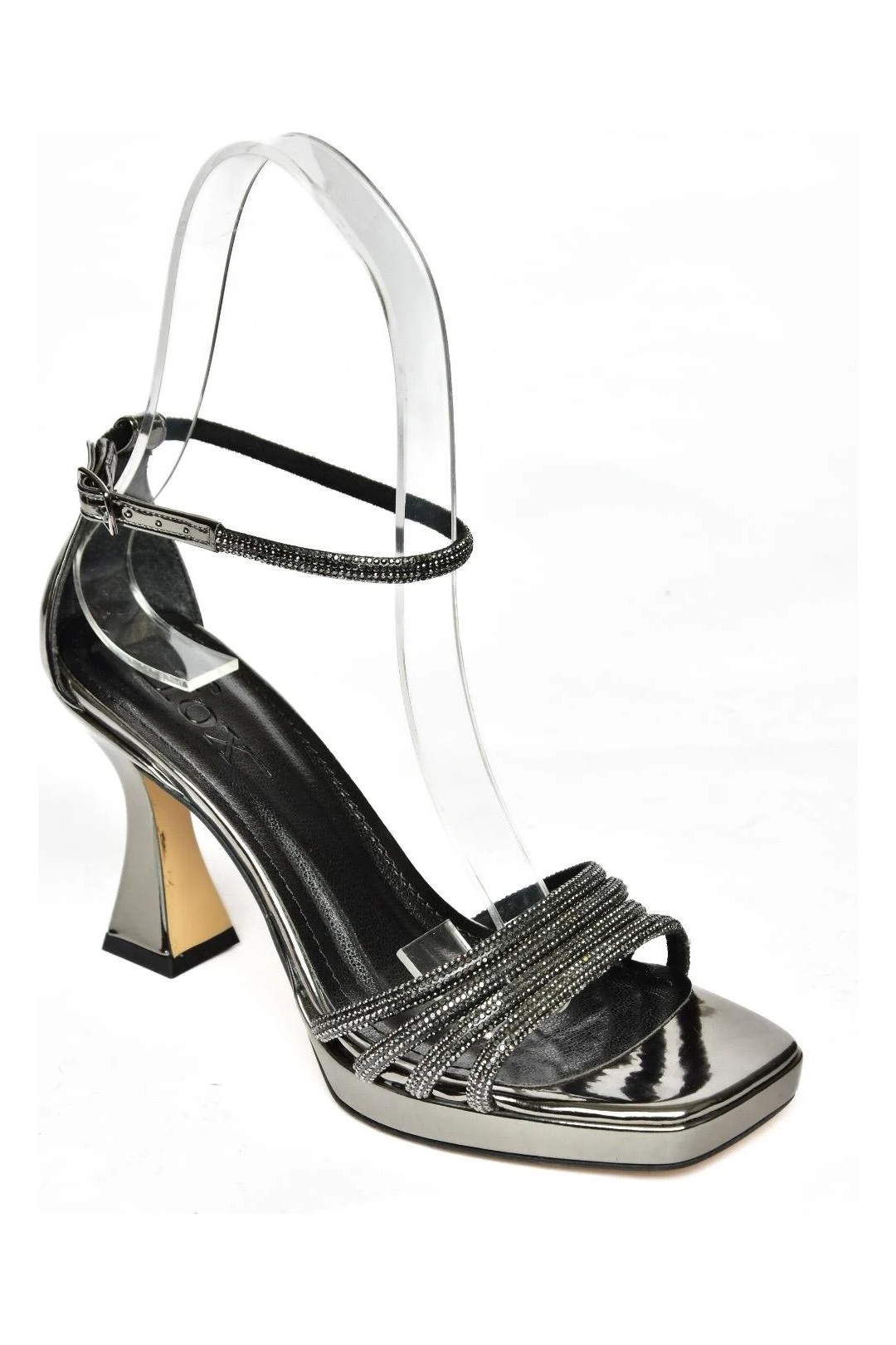 Fox Shoes S569314634 Platin Ayna Kalın Topuklu Kadın Abiye Ayakkabı görsel 6
