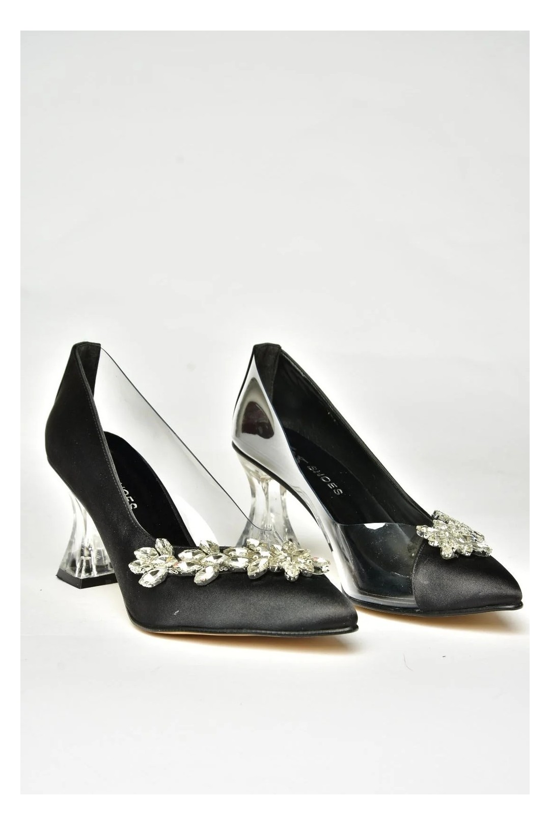 Fox Shoes Siyah Saten Kumaş Taşlı Kadın Abiye Ayakkabı M246013204 görsel 7