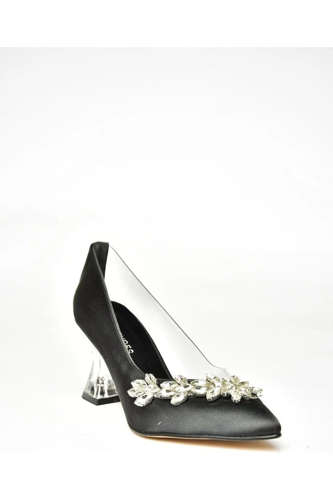 Fox Shoes Siyah Saten Kumaş Taşlı Kadın Abiye Ayakkabı M246013204 görsel 8