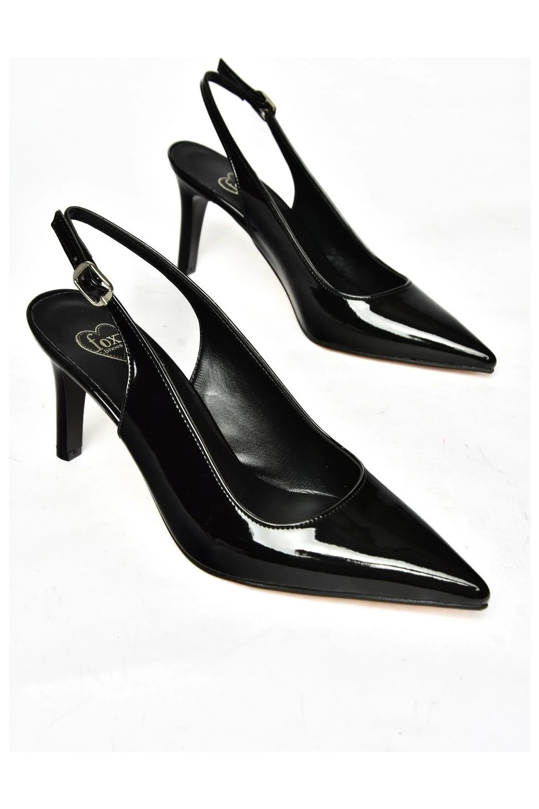 Fox Shoes S654071708 Siyah Rugan Ince Topuklu Kadın Ayakkabı görsel 6