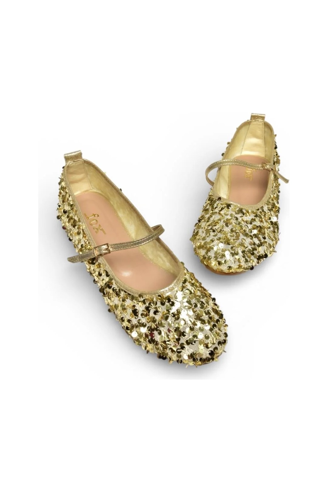 Fox Shoes Y250322040 Gümüş Kumaş Pullu Kadın Babet görsel 4