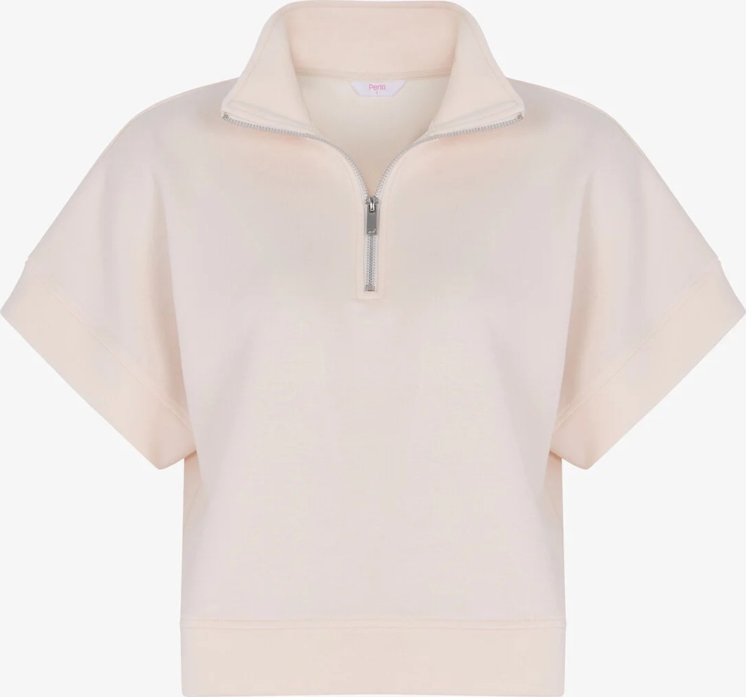 Penti Ekru İpeksi Dokunuş Silky Touch Fermuarlı Polo Yaka Tişört görsel 6
