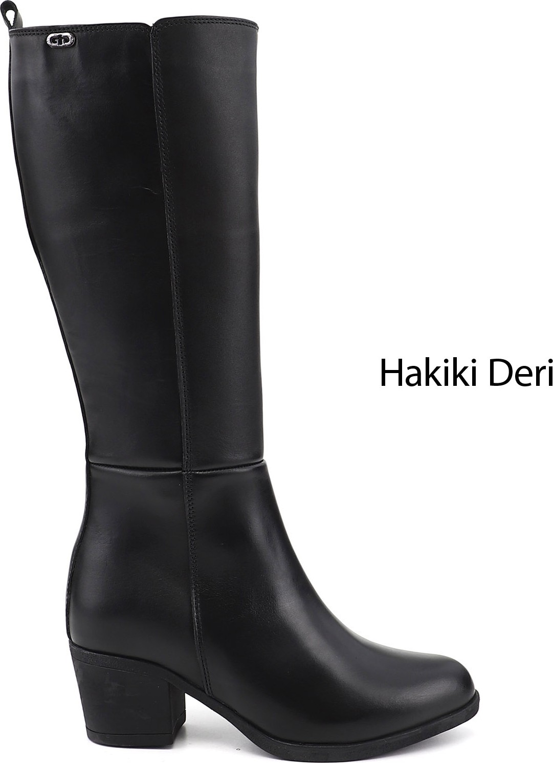 Gönderi(r) Kadın Siyah Fermuarlı Kalın Topuklu Hakiki Deri Çizme