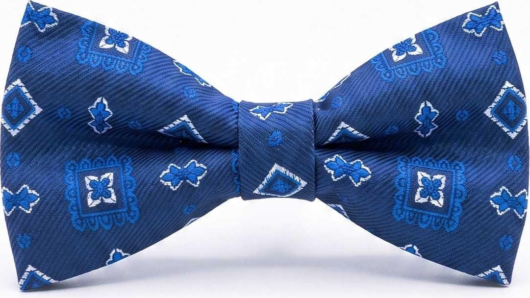 Kravatkolik Mavi Motif Ipek Papyon SB215 görsel 4