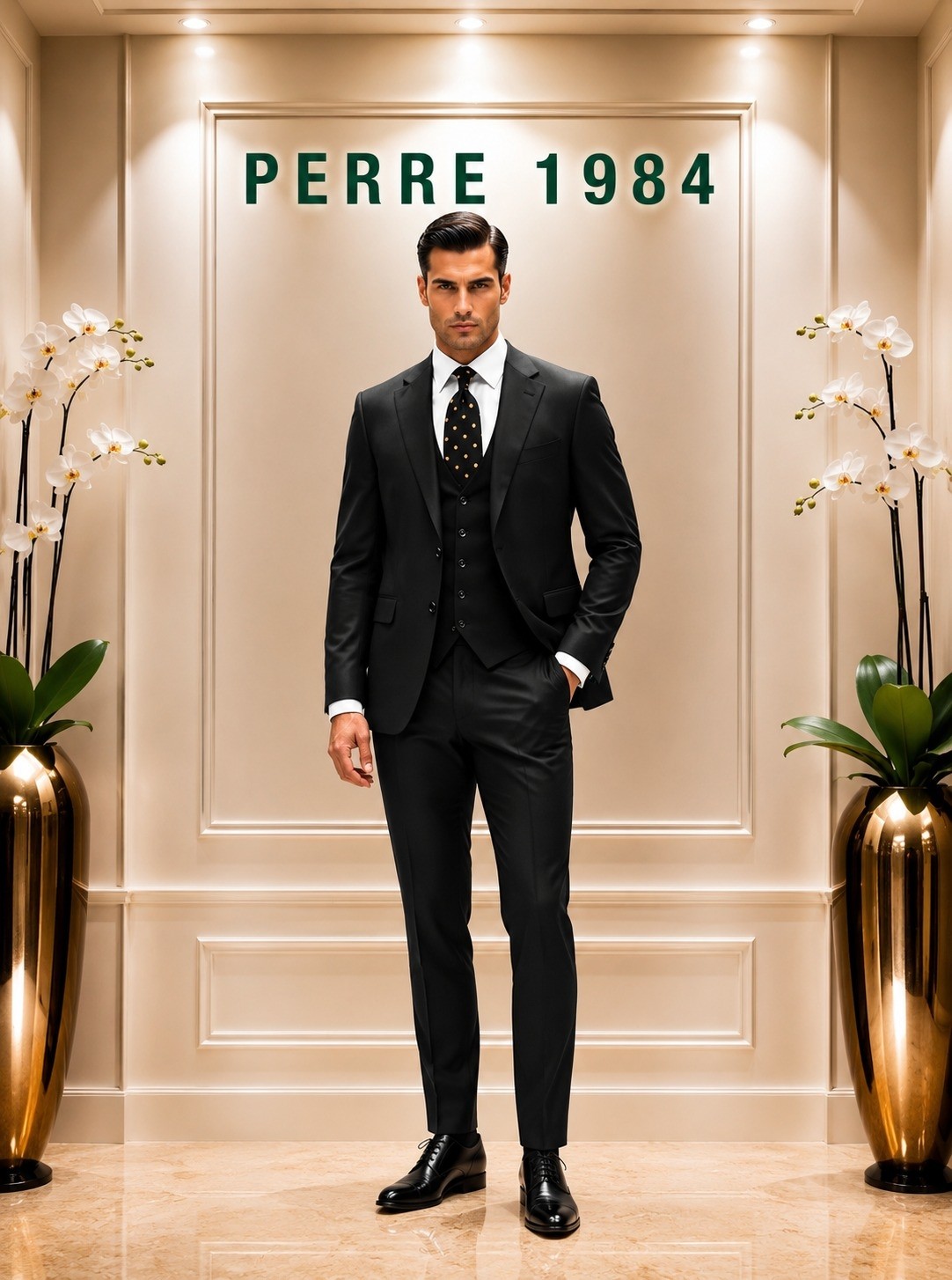 Perre 1984 Erkek Slim Fit 3'lü Takım Elbise, Ceket, Yelek ve Pantolon, Likralı Viskon Kumaş
