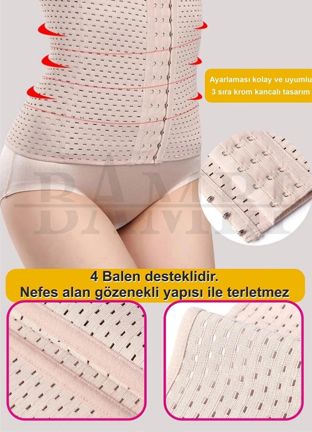KORSEFABRİKA Trend Mood STORE 3 Kademe Agraf Kancalı, Bel Inceltici, Sıkılaştırıcı, Doğum Sonrası, Toparlayıcı Lohusa Korse görsel 2