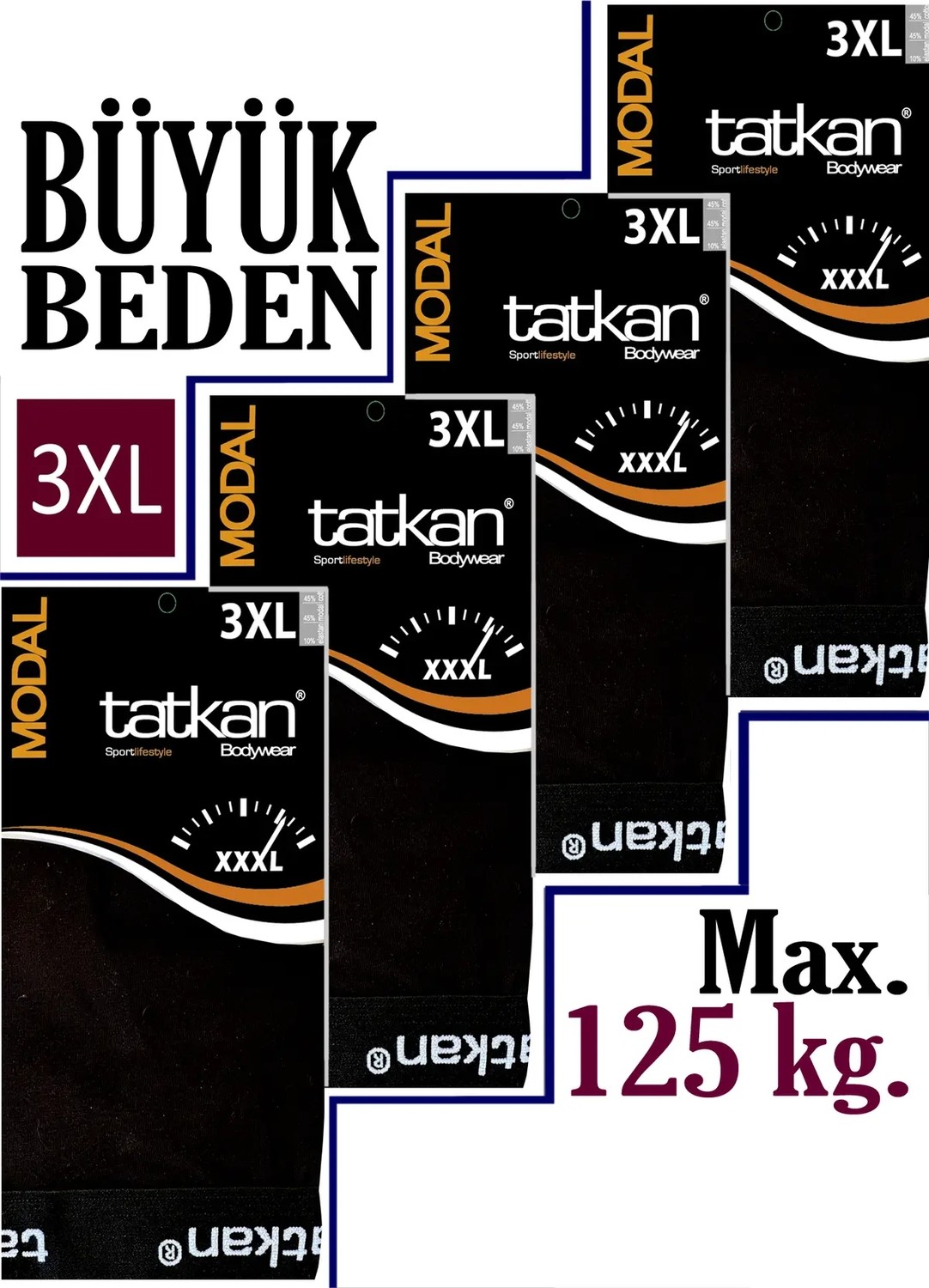 Mataş Tatkan - 4'lü - Battal - Penye Modal Erkek Boxershort görsel 5