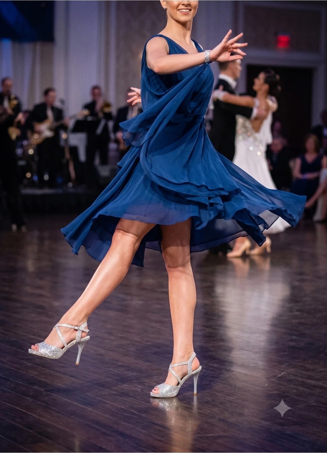 Bitangosu Gümüş Simli 8,5 cm 13 Pont Açık Topuk Tango, Dans ve Salon Ayakkabısı El Emeği Özel Seri Üretim