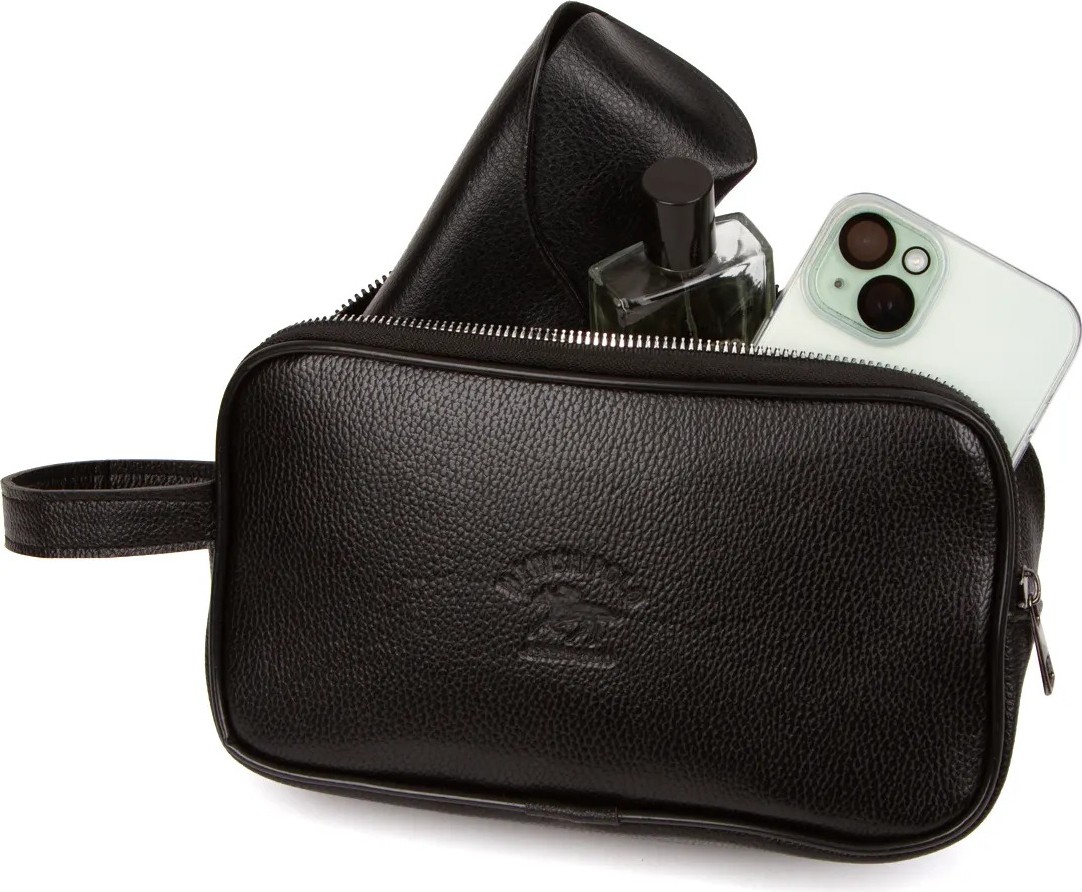 Newish Erkek Siyah Deri Portföy Clutch Traş Kozmetik Bakım ve Günlük El Çantası new277