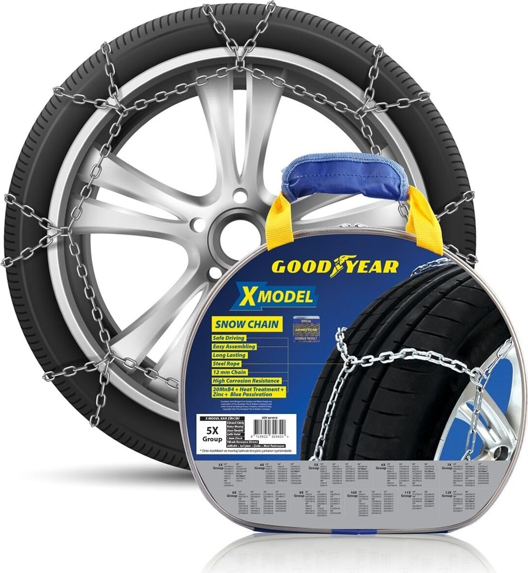 Die Grup Goodyear Snap-On Ekstra Güçlü Kar Zinciri, 5 cm × 3,20 mm
