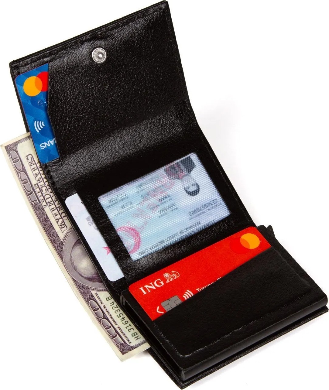 Avca Erkek Siyah Orijinal Mekanizmalı Nakit Para Bölmeli RFID Hırsızlık Koruyuculu Özel Kutulu Çıtlı Deri Cüzdan Kartlık görsel 7