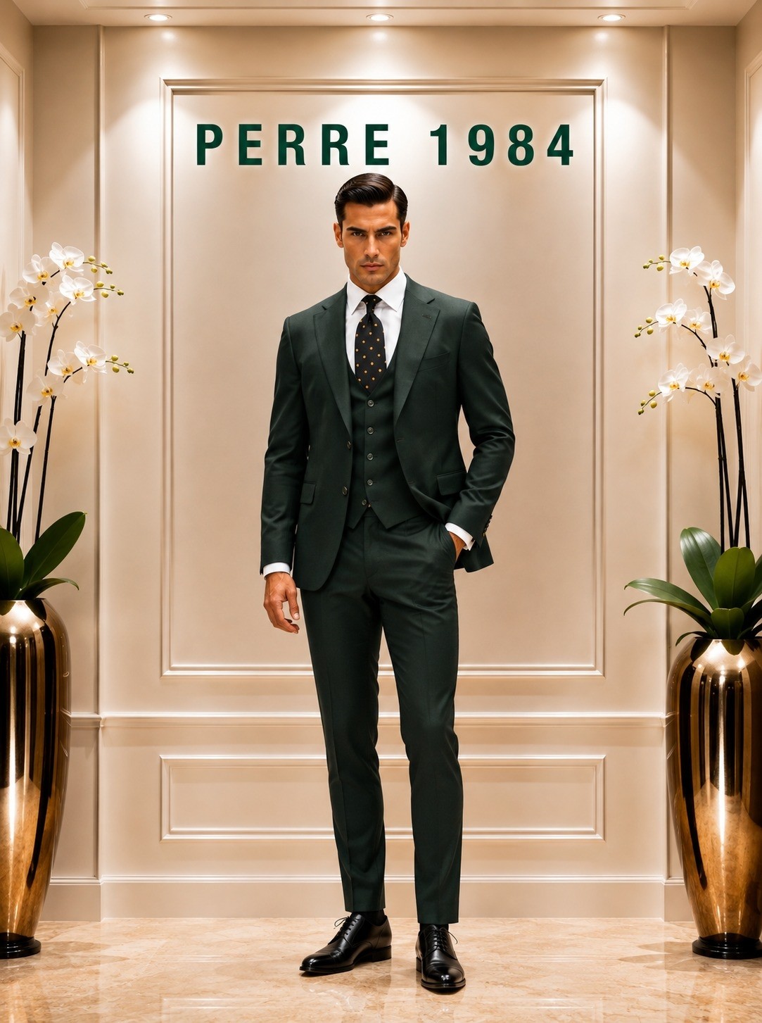 Perre 1984 Erkek Slim Fit 3'lü Takım Elbise, Ceket, Yelek ve Pantolon, Likralı Viskon Kumaş