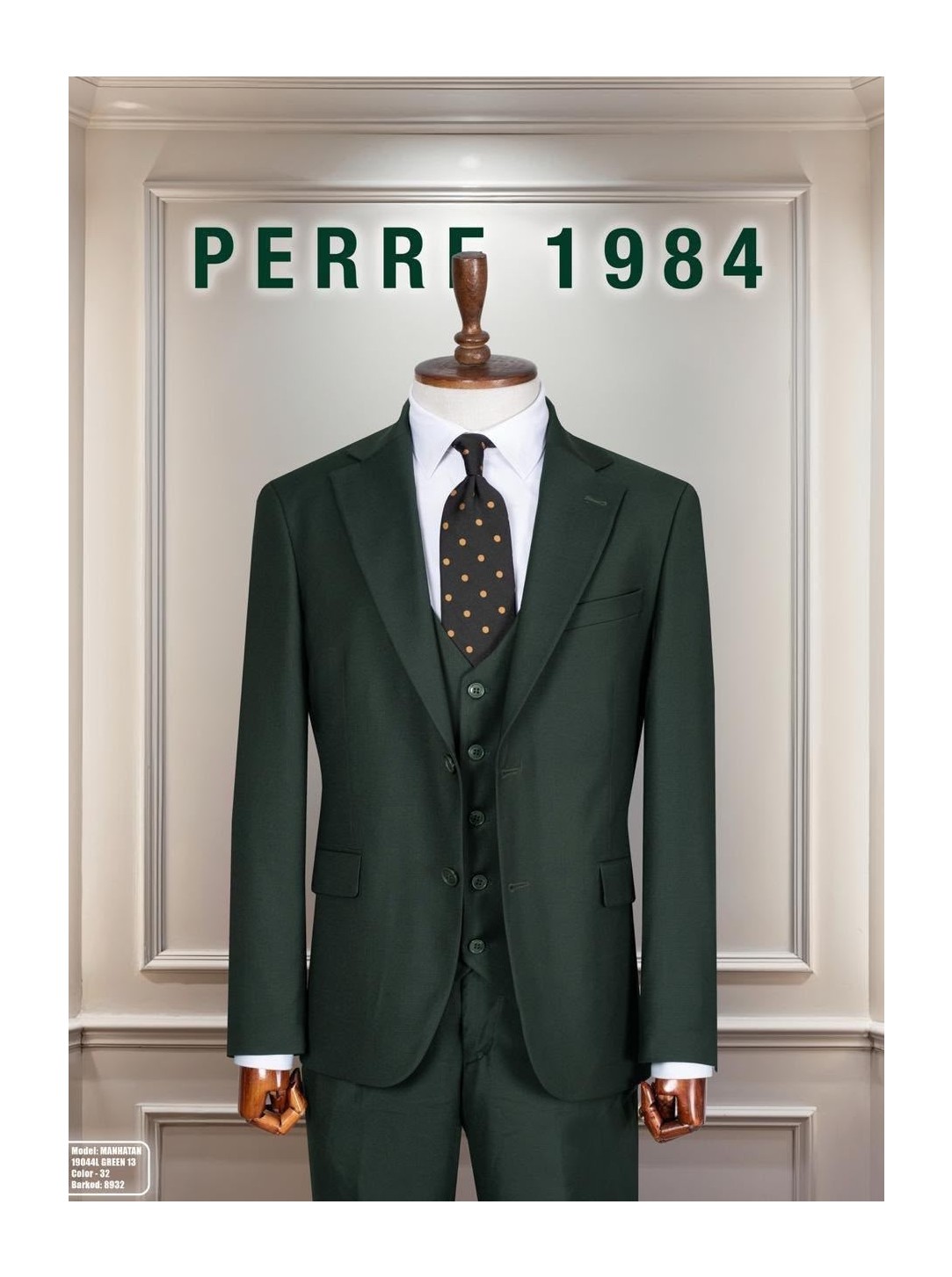 Perre 1984 Erkek Slim Fit 3'lü Takım Elbise, Ceket, Yelek ve Pantolon, Likralı Viskon Kumaş görsel 5
